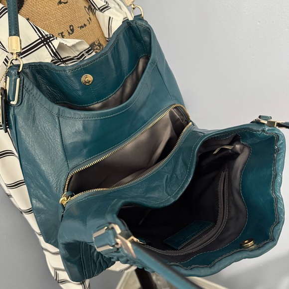 COACH Madison Phoebe Shoulder Bag in Gathered Twist Leather Teal - Picture 5 of 17